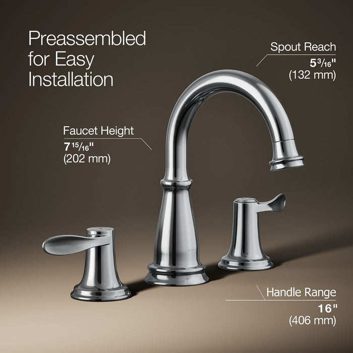 KOHLER K-27380-4N Bellera Widespread bathroom sink faucet, 0.5 gpm, polished chrome - view 3