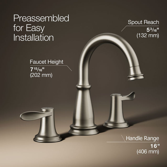 KOHLER K-27380-4N Bellera Widespread bathroom sink faucet, 0.5 gpm, vibrant brushed nickel - view 3