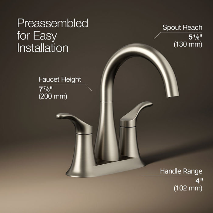 KOHLER K-27388-4K Simplice Centerset bathroom sink faucet, 1.0 gpm, vibrant brushed nickel - view 3