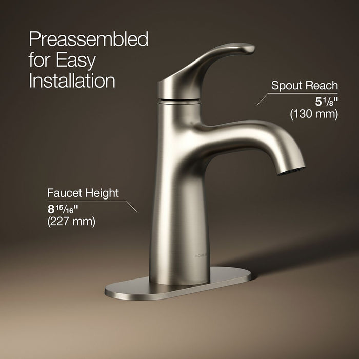 KOHLER K-27389-4K Simplice Single-handle bathroom sink faucet, 1.0 gpm, vibrant brushed nickel - view 3