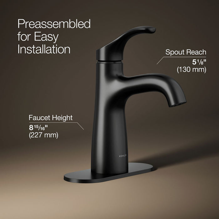KOHLER K-27389-4N Simplice Single-handle bathroom sink faucet, 0.5 gpm, matte black - view 3