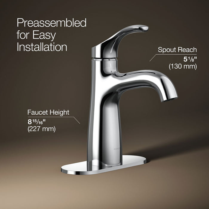 KOHLER K-27389-4N Simplice Single-handle bathroom sink faucet, 0.5 gpm, polished chrome - view 3