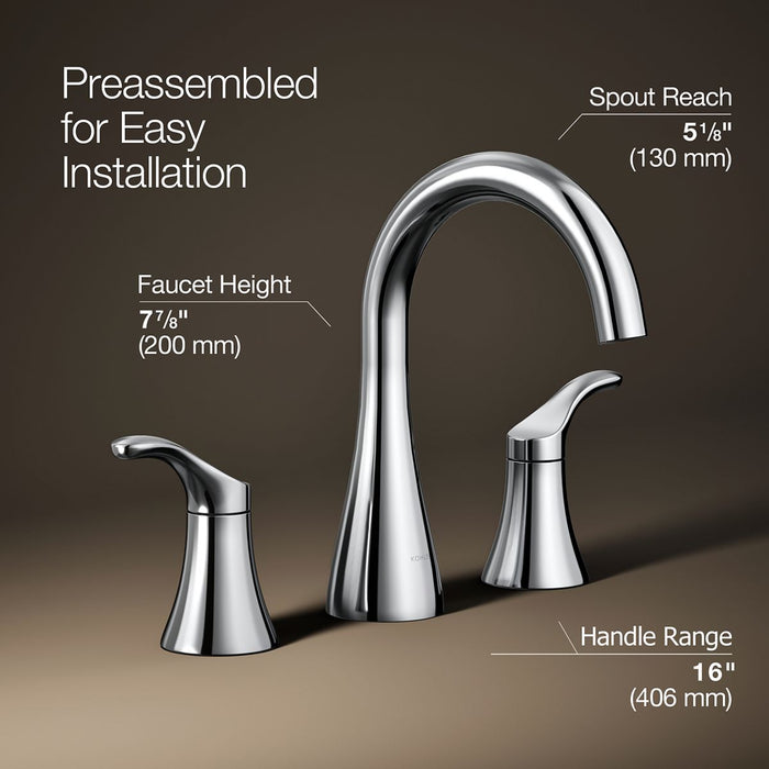 KOHLER K-27390-4N Simplice Widespread bathroom sink faucet, 0.5 gpm