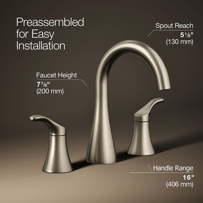 KOHLER K-27390-4N Simplice Widespread bathroom sink faucet, 0.5 gpm