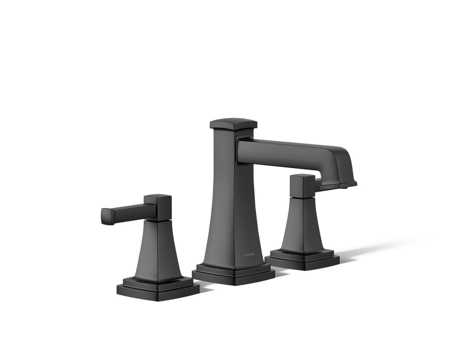 KOHLER K-27399-4N Riff Widespread bathroom sink faucet, 0.5 gpm, matte black