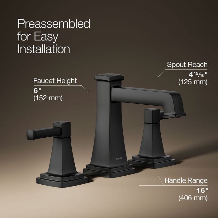 KOHLER K-27399-4N Riff Widespread bathroom sink faucet, 0.5 gpm, matte black - view 3