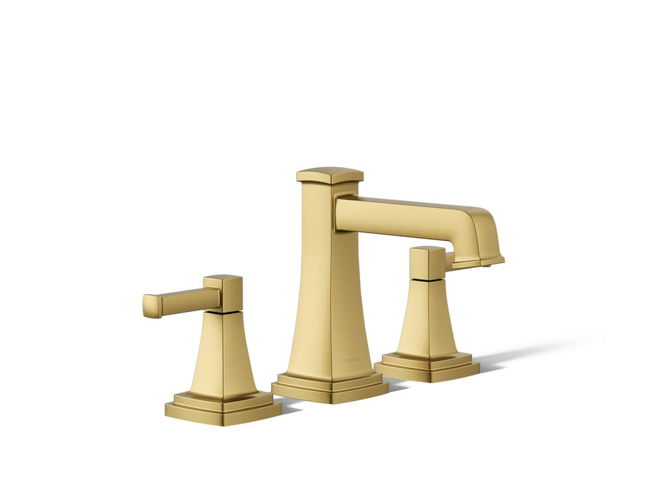 KOHLER K-27399-4N Riff Widespread bathroom sink faucet, 0.5 gpm, vibrant brushed moderne brass