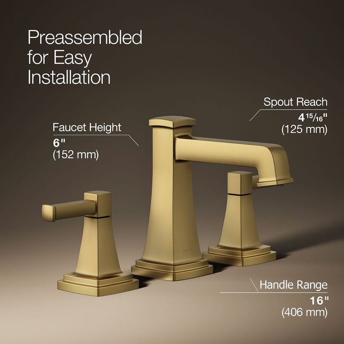 KOHLER K-27399-4N Riff Widespread bathroom sink faucet, 0.5 gpm, vibrant brushed moderne brass - view 3