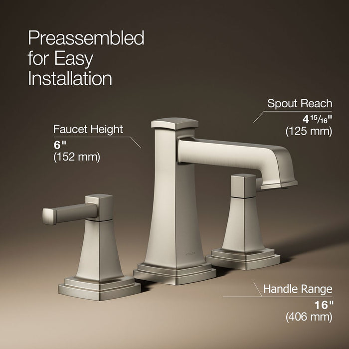 KOHLER K-27399-4N Riff Widespread bathroom sink faucet, 0.5 gpm, vibrant brushed nickel - view 3