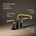KOHLER K-27414-4 Tone Centerset bathroom sink faucet, 1.2 gpm, matte black with brushed moderne brass - view 3