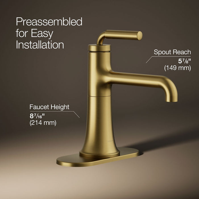 KOHLER K-27415-4N Tone Single-handle bathroom sink faucet, 0.5 gpm, vibrant brushed moderne brass - view 3