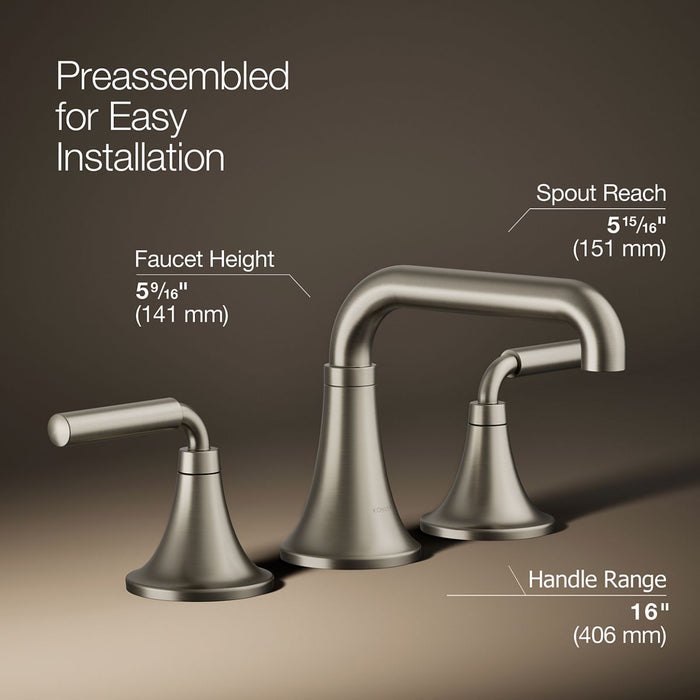 KOHLER K-27416-4K Tone Widespread bathroom sink faucet, 1.0 gpm, vibrant brushed nickel - view 3