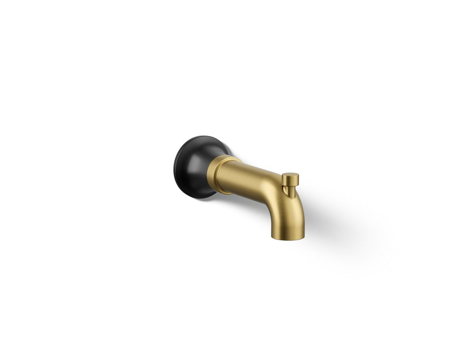 KOHLER K-27422 Tone Wall-mount bath spout with diverter, matte black with brushed moderne brass