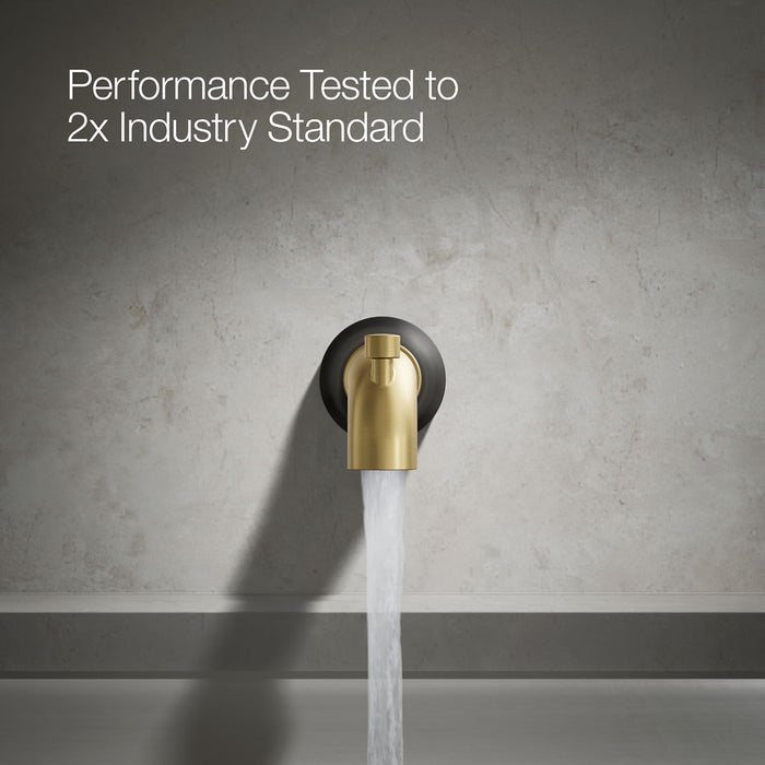 KOHLER K-27422 Tone Wall-mount bath spout with diverter, matte black with brushed moderne brass - view 5