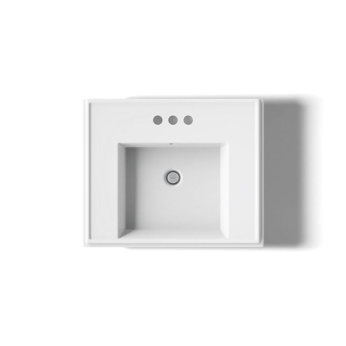 KOHLER K-2757-4 Tresham 24" square pedestal bathroom sink, white - view 4