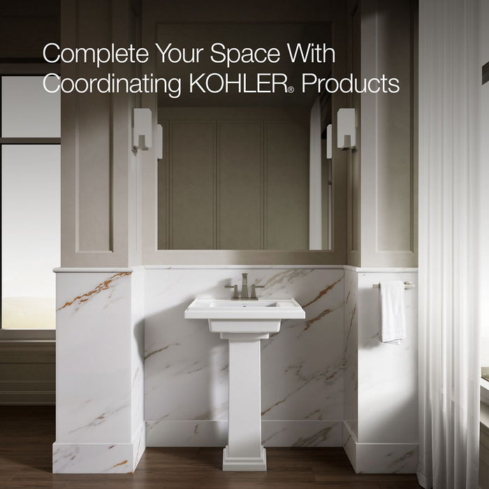 KOHLER K-2757-4 Tresham 24" square pedestal bathroom sink, white - view 5