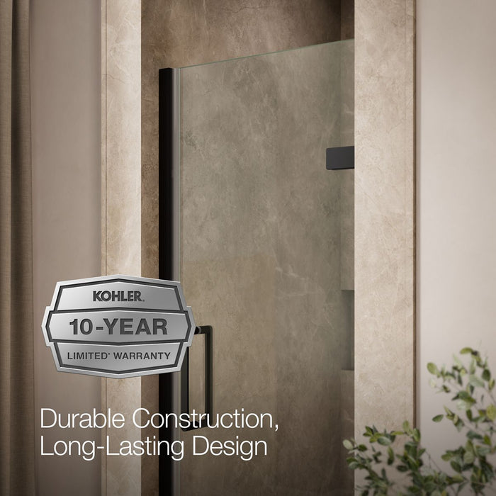 KOHLER K-27576-10L Composed Frameless pivot shower door, 71-5/8" H x 27-5/8 - 28-3/8" W, with 3/8" thick Crystal Clear...