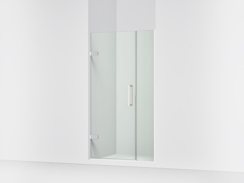 KOHLER K-27600-10L Composed Frameless pivot shower door, 71-9/16" H x 39-5/8 - 40-3/8" W, with 3/8" thick Crystal Clear...
