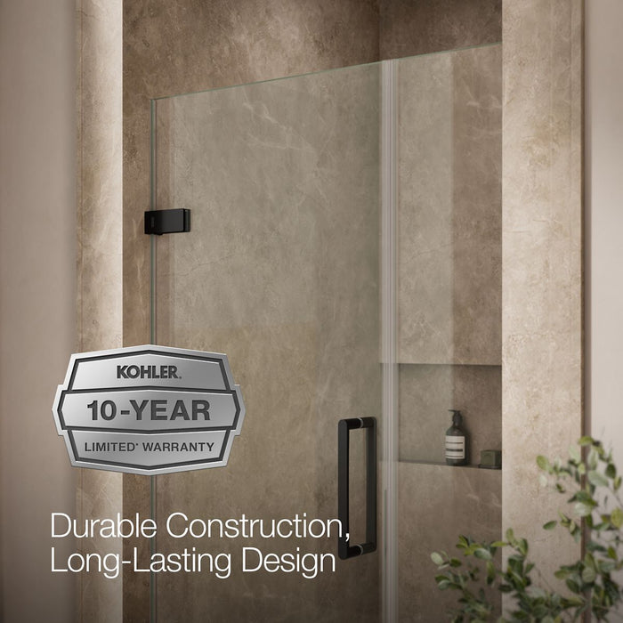 KOHLER K-27600-10L Composed Frameless pivot shower door, 71-9/16" H x 39-5/8 - 40-3/8" W, with 3/8" thick Crystal Clear...