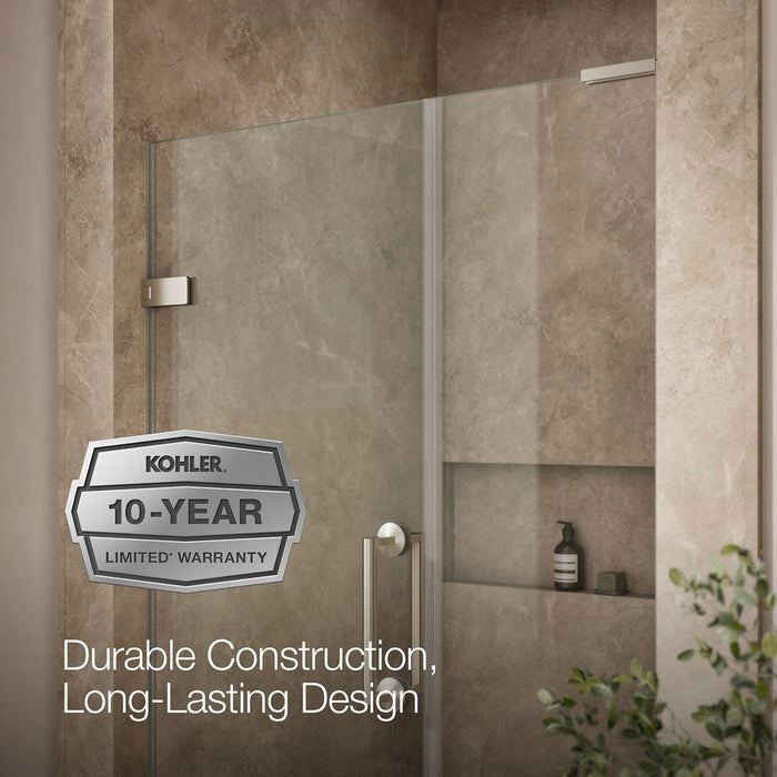 KOHLER K-27605-10L Components Frameless pivot shower door, 71-3/4" H x 45-1/4 - 46" W, with 3/8" thick Crystal Clear...