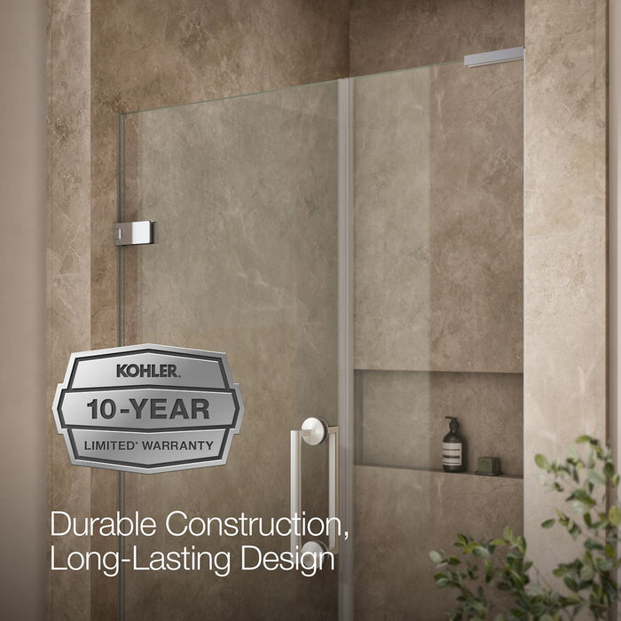 KOHLER K-27605-10L Components Frameless pivot shower door, 71-3/4" H x 45-1/4 - 46" W, with 3/8" thick Crystal Clear...