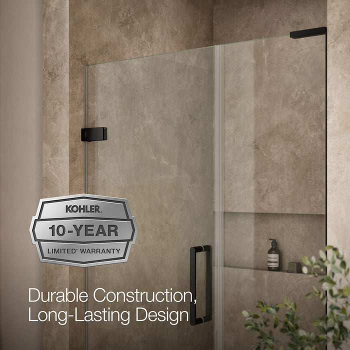 KOHLER K-27606-10L Composed Frameless pivot shower door, 71-3/4" H x 46 - 46-3/4" W, with 3/8" thick Crystal Clear glass,...