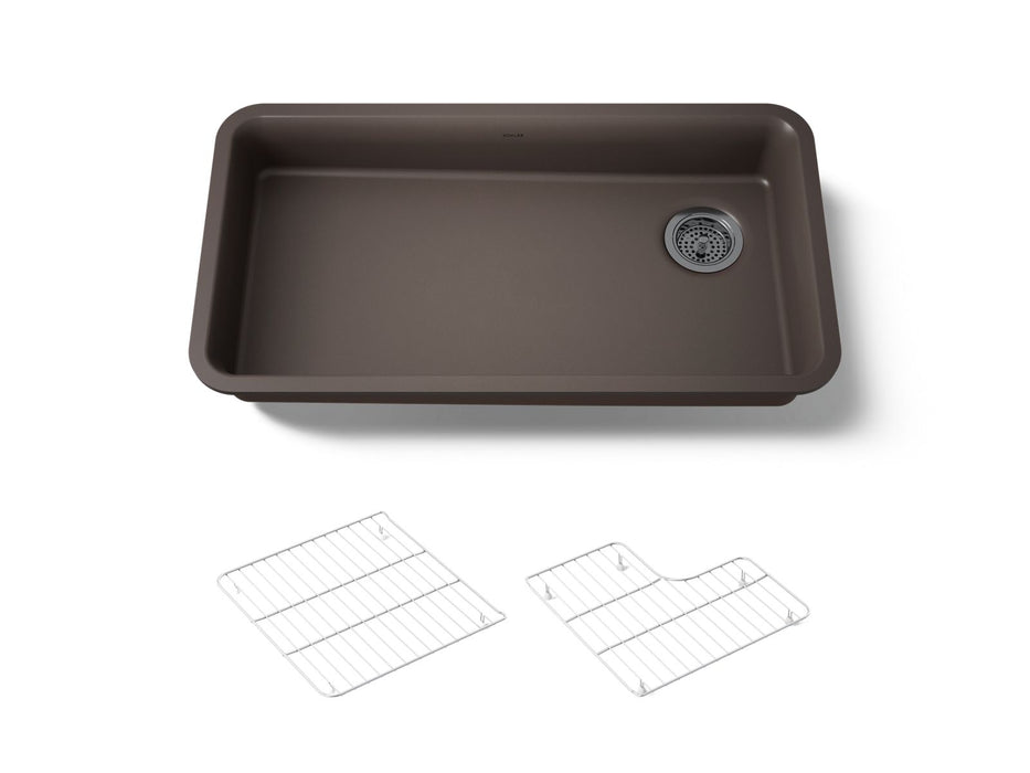 KOHLER K-27785 Cairn 33" undermount single-bowl kitchen sink, matte brown