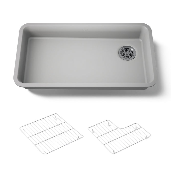 KOHLER K-27785 Cairn 33" undermount single-bowl kitchen sink, matte grey - view 5