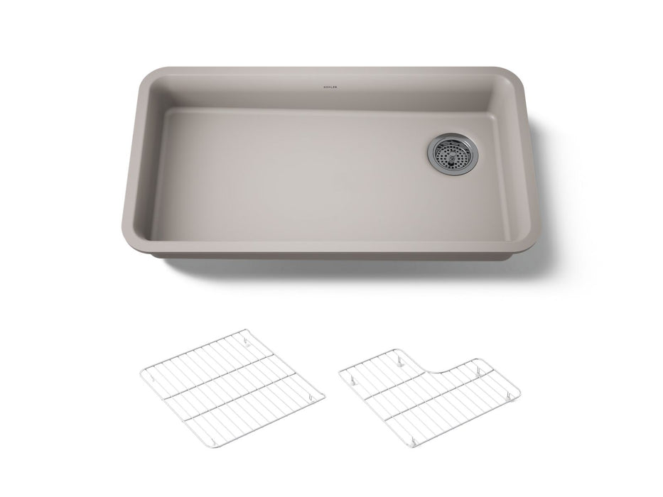 KOHLER K-27785 Cairn 33" undermount single-bowl kitchen sink, matte taupe