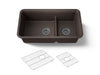 KOHLER K-27786 Cairn Smart Divide 33-1/2" undermount double-bowl kitchen sink, matte brown