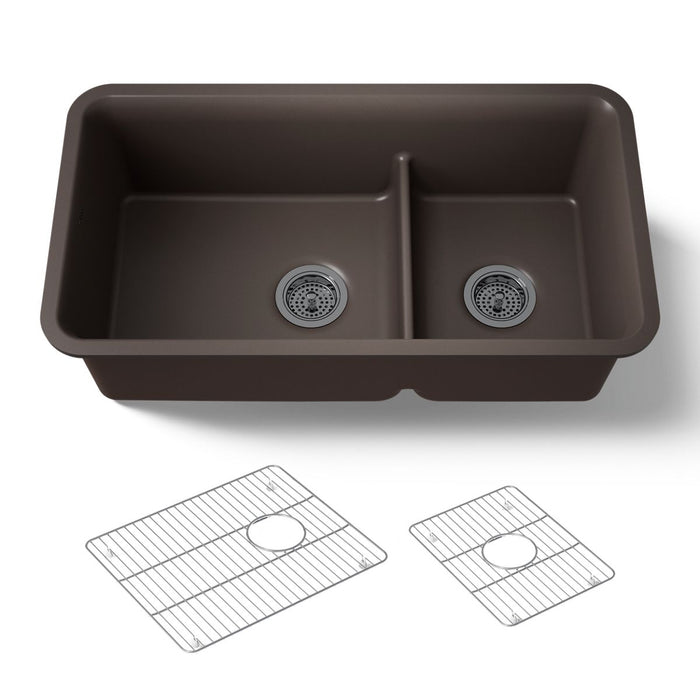 KOHLER K-27786 Cairn Smart Divide 33-1/2" undermount double-bowl kitchen sink, matte brown - view 5