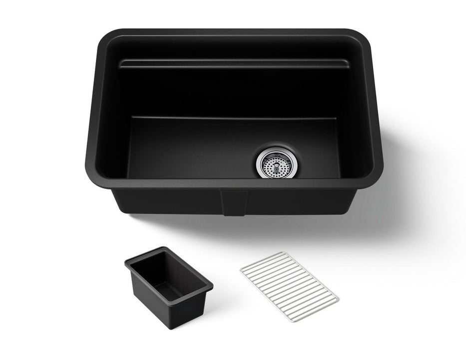 KOHLER K-27787 Cairn 27-1/2" undermount single-bowl utility sink, matte black
