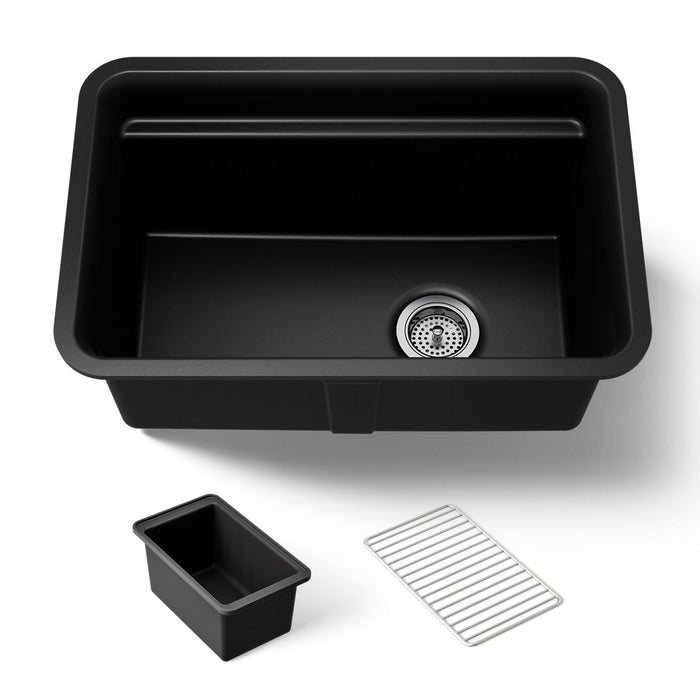 KOHLER K-27787 Cairn 27-1/2" undermount single-bowl utility sink, matte black - view 5