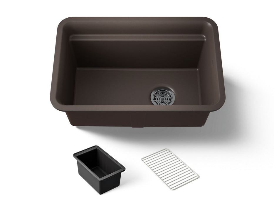 KOHLER K-27787 Cairn 27-1/2" undermount single-bowl utility sink, matte brown