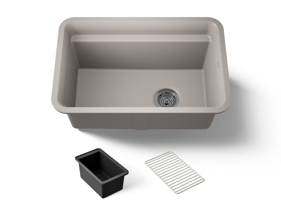 KOHLER K-27787 Cairn 27-1/2" undermount single-bowl utility sink, matte taupe