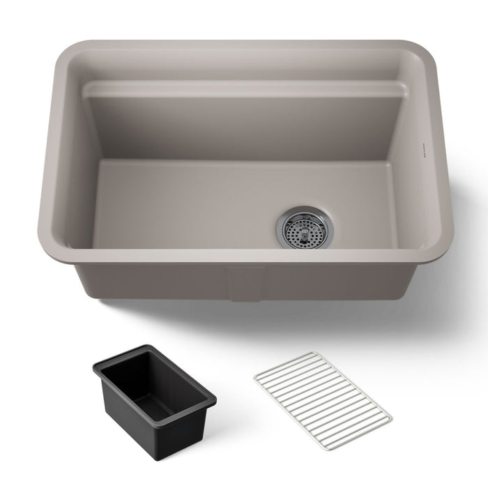 KOHLER K-27787 Cairn 27-1/2" undermount single-bowl utility sink, matte taupe - view 5