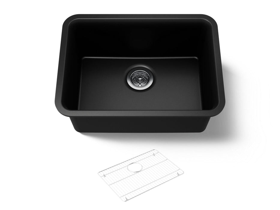 KOHLER K-28001 Cairn 24-1/2" undermount single-bowl kitchen sink, matte black
