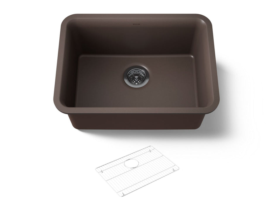 KOHLER K-28001 Cairn 24-1/2" undermount single-bowl kitchen sink, matte brown