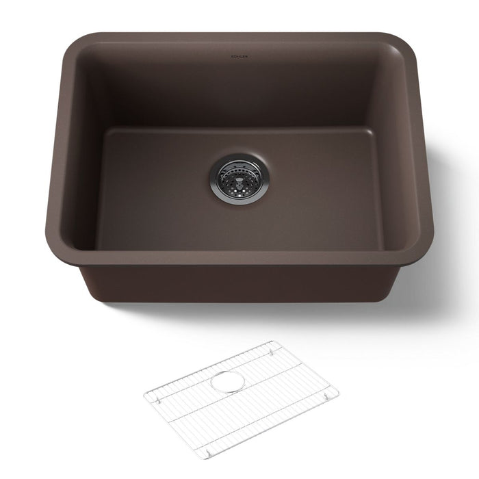 KOHLER K-28001 Cairn 24-1/2" undermount single-bowl kitchen sink, matte brown - view 5