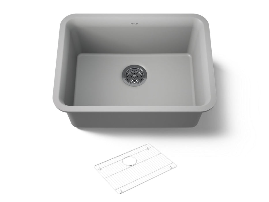 KOHLER K-28001 Cairn 24-1/2" undermount single-bowl kitchen sink, matte grey
