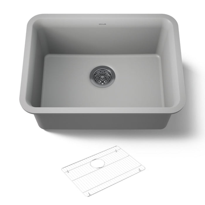 KOHLER K-28001 Cairn 24-1/2" undermount single-bowl kitchen sink, matte grey - view 5
