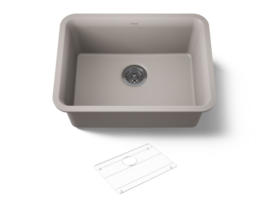KOHLER K-28001 Cairn 24-1/2" undermount single-bowl kitchen sink, matte taupe