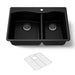 KOHLER K-28002-1 Kennon 33" top-/undermount double-bowl kitchen sink, matte black