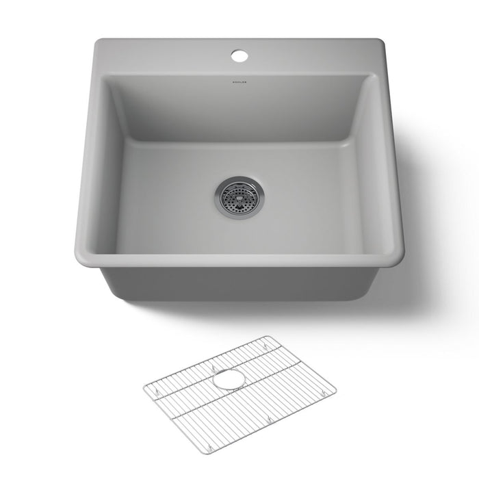 KOHLER K-28003-1 Kennon 25" top-/undermount single-bowl kitchen sink, matte grey - view 4