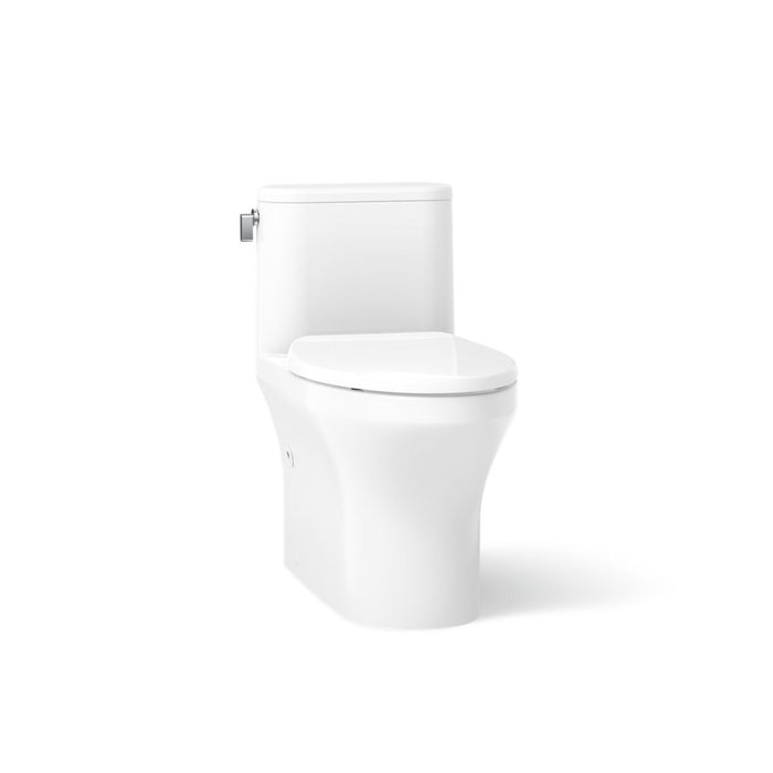 KOHLER K-28020-TBH Spacity One-piece Compact Elongated Toilet with Skirted Trapway, 1.28 GPF, White - 3/4 view of product