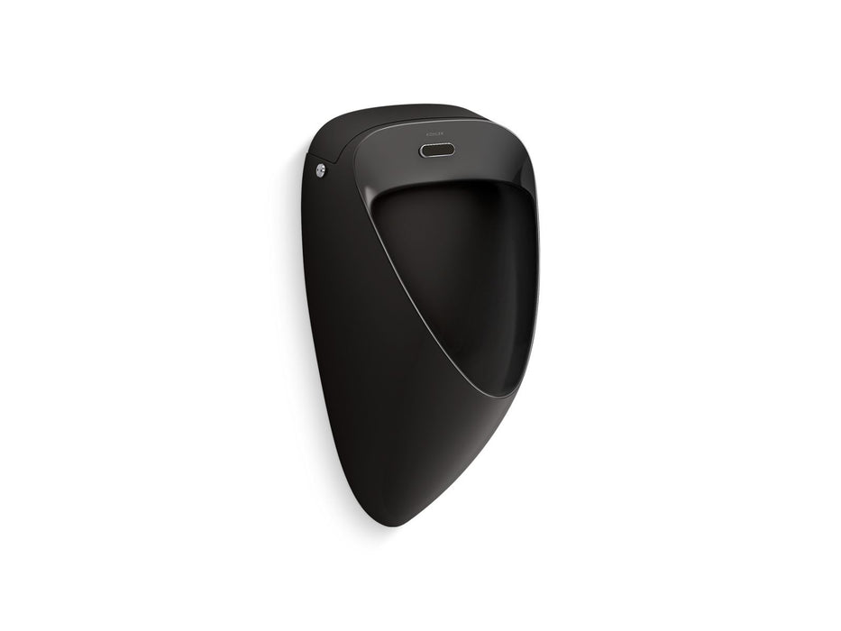 KOHLER K-28083-5DC Tend Washout Half-stall 0.5 GPF Touchless Urinal, Rear Spud, Black Black - 3/4 view of product