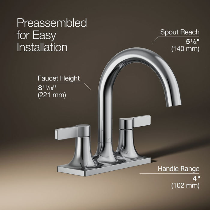 KOHLER K-28124-4 Venza Centerset bathroom sink faucet, 1.2 gpm
