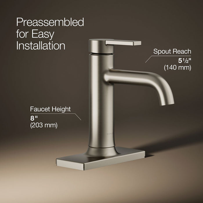 KOHLER K-28126-4K Venza Single-handle bathroom sink faucet, 1.0 gpm, vibrant brushed nickel - view 3