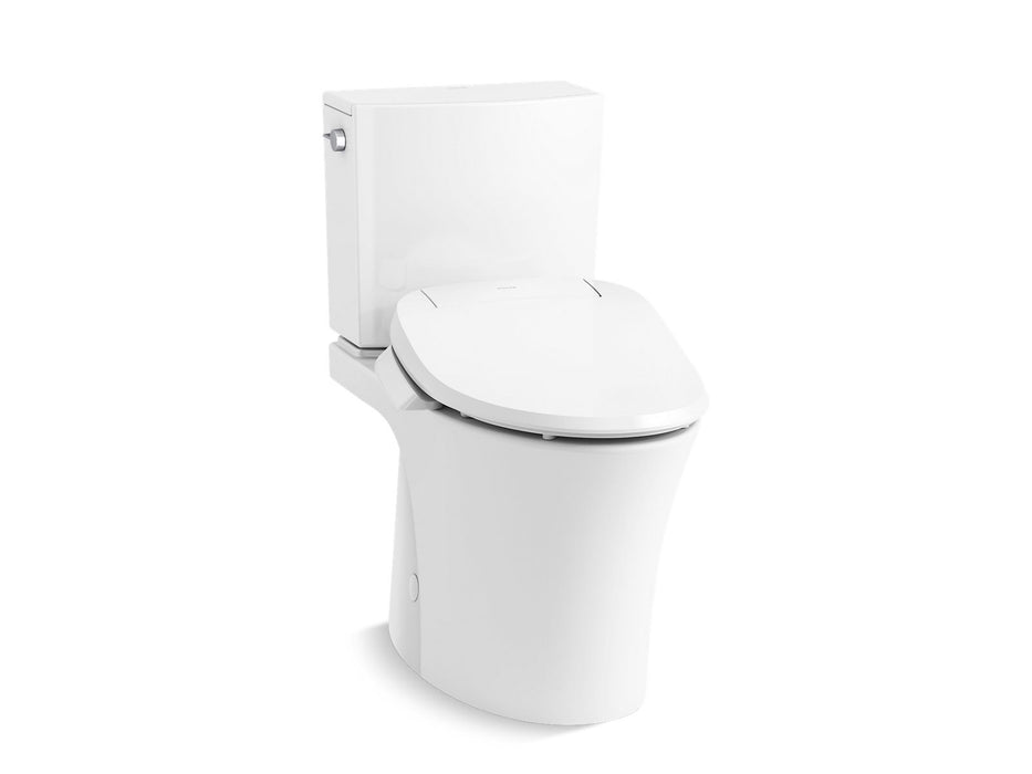 KOHLER K-28161-HC Veil Hidden Cord Two-piece Elongated Toilet with Skirted Trapway, 1.28 GPF, White - 3/4 view of product