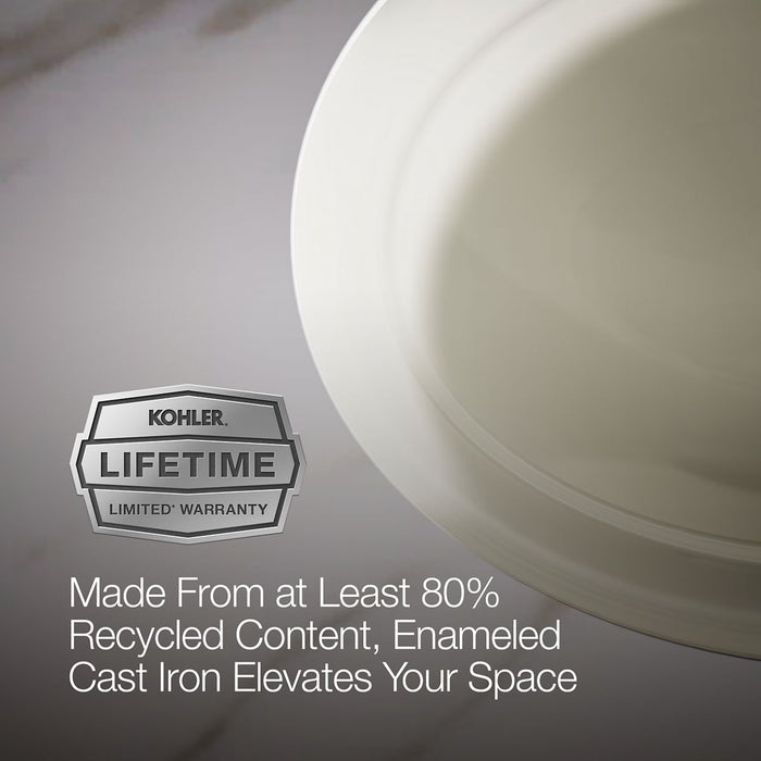 KOHLER K-2824 Serif 20-3/4" oval undermount bathroom sink, no overflow, biscuit - view 2